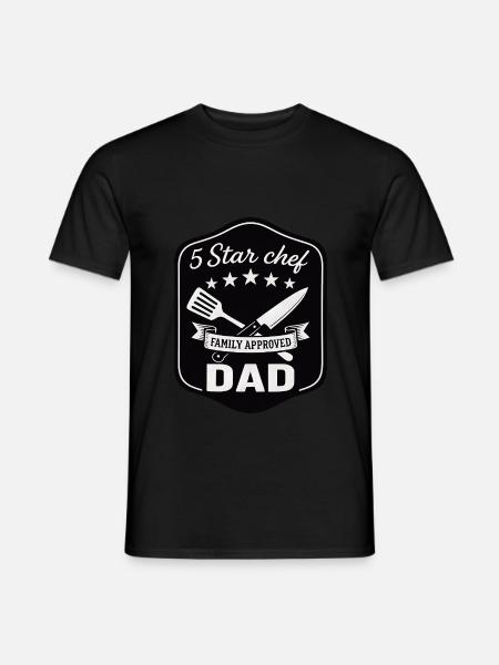 5 Sterne Koch Papa - Familienkoch Design - Männer T-Shirt - Schwarz