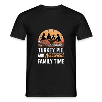 Turkey Pie and Awkward Family Time Thanksgiving - Men's T-Shirt - black - Front - AI Model Male 178 light (178cm)