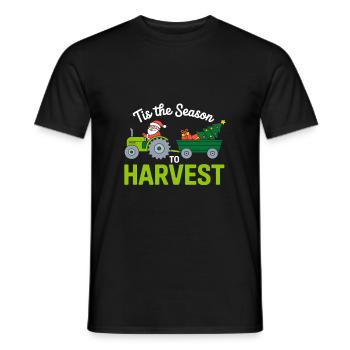 Tis The Season To Harvest Farm Tractor Christmas - Men's T-Shirt - black - Front - AI Model Male 178 light (178cm)
