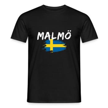 Malmö Flag Sweden - Men's T-Shirt - black - Front - AI Model Male 178 light (178cm)