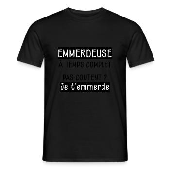 Emmerdeuse A Temps Complet Humour Copine - T-shirt homme - noir - Devant - AI Model Male 178 light (178cm)