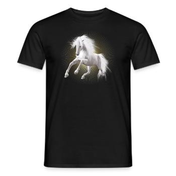 Pferd , weisses Pferd , Schimmel - Männer T-Shirt - Schwarz - Vorne - AI Model Male 178 light (178cm)