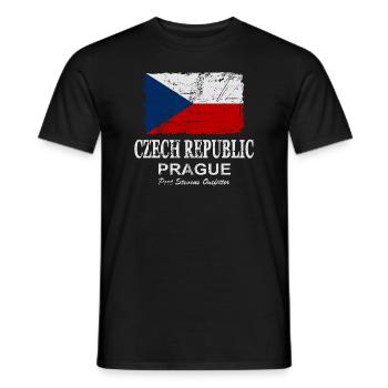 Czech Republic - flag - banner - flag - flag - Men's T-Shirt - black - Front - AI Model Male 178 light (178cm)