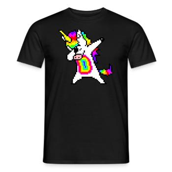 Licorne arc-en-ciel pixelart - T-shirt homme - noir - Devant - AI Model Male 178 light (178cm)