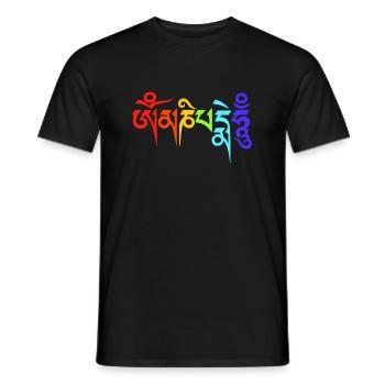 Om Mani Padme Hum - Rainbow Edition - Männer T-Shirt - Schwarz - Vorne - AI Model Male 178 light (178cm)