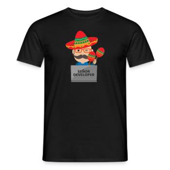 Señor Developer Senior Developer - Idée cadeau - T-shirt homme - noir - Devant - AI Model Male 178 light (178cm)