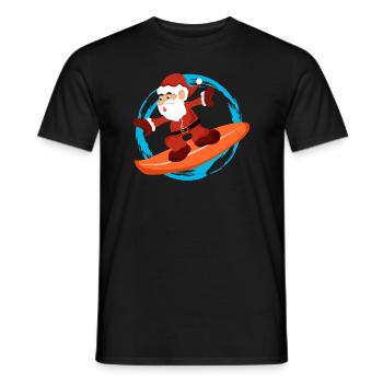 Christmas Santa Claus Surfing - Gift Idea - Men's T-Shirt - black - Front - AI Model Male 178 light (178cm)