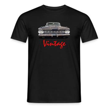 Vintage car red - Men's T-Shirt - black - Front - AI Model Male 178 light (178cm)