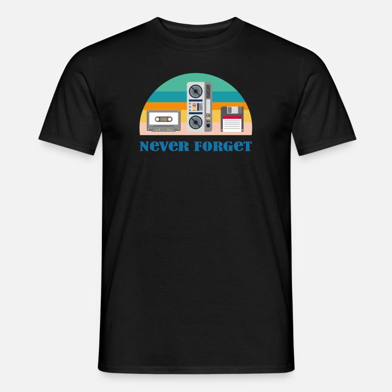 Never Forget - Retro Technik aus den 80er - Männer T-Shirt - Schwarz