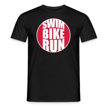 round circle logo swim bike run text triathlon sport - Men's T-Shirt - black - Front - AI Model Male 178 light (178cm)