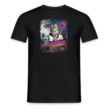 Space cat - Men's T-Shirt - black - Front - AI Model Male 178 light (178cm)