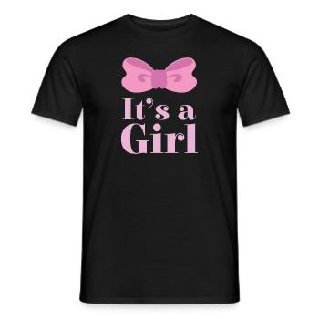 Schwangerschaft Its a girl Rosa Schleife - Männer T-Shirt - Schwarz - Vorne - AI Model Male 178 light (178cm)