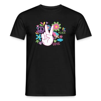 Paix et paix Cadeau à la main - T-shirt homme - noir - Devant - AI Model Male 178 light (178cm)