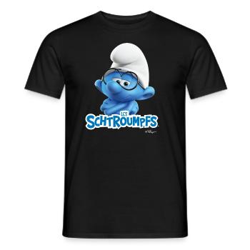 Les Schtroumpfs Le Schtroumpf À Lunettes Logo - Men's T-Shirt - black - Front - AI Model Male 178 light (178cm)