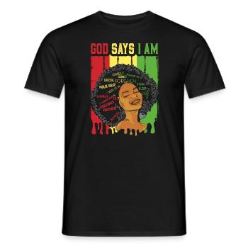 Une fille afro-américaine Dieu dit que je suis black pride - T-shirt homme - noir - Devant - AI Model Male 178 light (178cm)