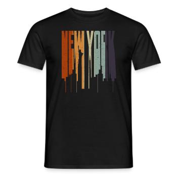 New York Skyline Heartbeat Statue of Liberty - Männer T-Shirt - Schwarz - Vorne - AI Model Male 178 light (178cm)