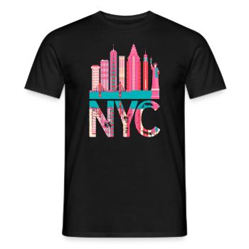New York Skyline Heartbeat Statue of Liberty - Männer T-Shirt - Schwarz - Vorne - AI Model Male 178 light (178cm)