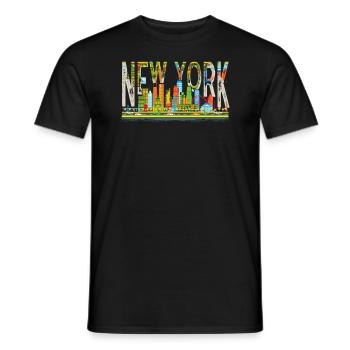 New York Skyline Heartbeat Statue of Liberty - Männer T-Shirt - Schwarz - Vorne - AI Model Male 178 light (178cm)