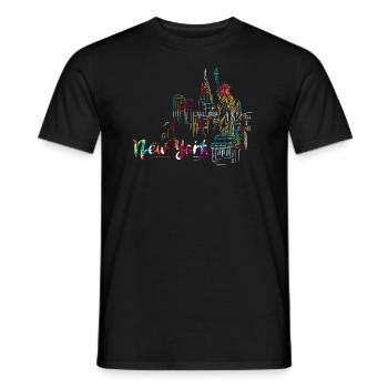 New York Skyline Heartbeat Statue de la Liberté - T-shirt homme - noir - Devant - AI Model Male 178 light (178cm)