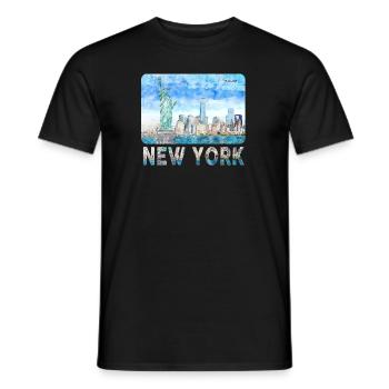 New York Skyline Heartbeat Statue de la Liberté - T-shirt homme - noir - Devant - AI Model Male 178 light (178cm)