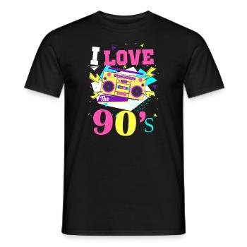 1990's 90s I Heart Nineties I Love the 90's Old - Männer T-Shirt - Schwarz - Vorne - AI Model Male 178 light (178cm)