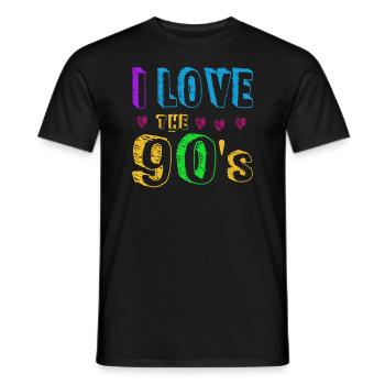 1990's 90s I Heart Nineties I Love the 90's Old - Männer T-Shirt - Schwarz - Vorne - AI Model Male 178 light (178cm)