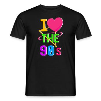 1990's 90s I Heart Nineties I Love the 90's Old - Männer T-Shirt - Schwarz - Vorne - AI Model Male 178 light (178cm)