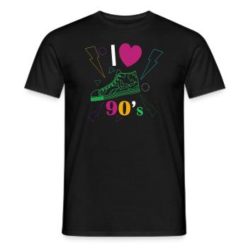 1990's 90s I Heart Nineties I Love the 90's Old - Männer T-Shirt - Schwarz - Vorne - AI Model Male 178 light (178cm)