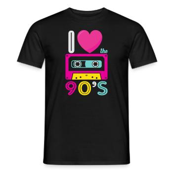 1990's 90s I Heart Nineties I Love the 90's Old - Männer T-Shirt - Schwarz - Vorne - AI Model Male 178 light (178cm)