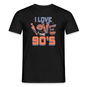1990's 90s I Heart Nineties I Love the 90's Old - Männer T-Shirt - Schwarz - Vorne - AI Model Male 178 light (178cm)