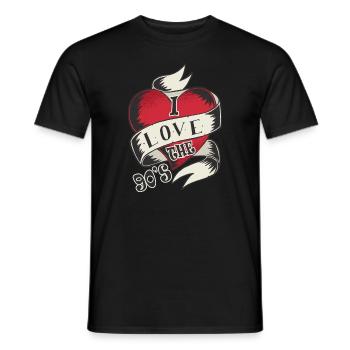 1990's 90s I Heart Nineties I Love the 90's Old - Männer T-Shirt - Schwarz - Vorne - AI Model Male 178 light (178cm)