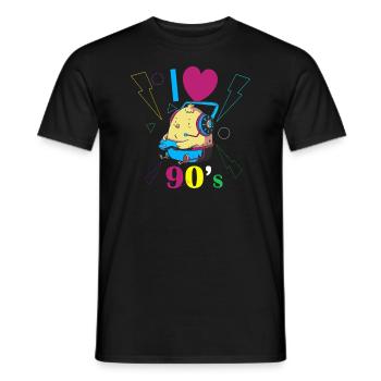 1990's 90s I Heart Nineties I Love the 90's Old - Männer T-Shirt - Schwarz - Vorne - AI Model Male 178 light (178cm)