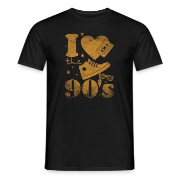1990's 90s I Heart Nineties I Love the 90's Old - Männer T-Shirt - Schwarz - Vorne - AI Model Male 178 light (178cm)