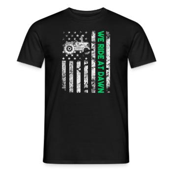 We Ride At Dawn Dad Lawn Mower Make Laugh Day Yard - Männer T-Shirt - Schwarz - Vorne - AI Model Male 178 light (178cm)