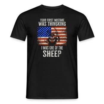Your first Mistake was thinking I was a Sheep - Men's T-Shirt - black - Front - AI Model Male 178 light (178cm)