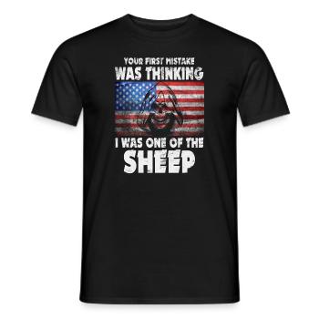 Your first Mistake was thinking I was a Sheep - Men's T-Shirt - black - Front - AI Model Male 178 light (178cm)