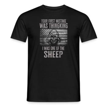 Your first Mistake was thinking I was a Sheep - Men's T-Shirt - black - Front - AI Model Male 178 light (178cm)