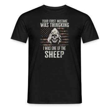 Your first Mistake was thinking I was a Sheep - Men's T-Shirt - black - Front - AI Model Male 178 light (178cm)