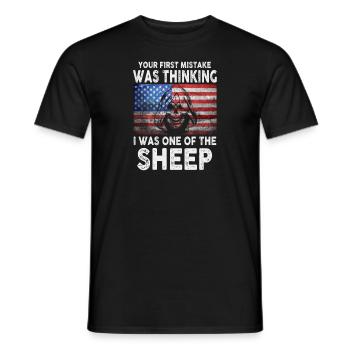 Your first Mistake was thinking I was a Sheep - Men's T-Shirt - black - Front - AI Model Male 178 light (178cm)