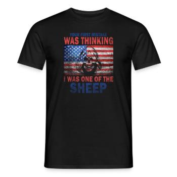 Your first Mistake was thinking I was a Sheep - Men's T-Shirt - black - Front - AI Model Male 178 light (178cm)