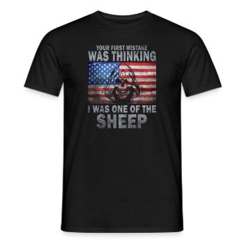 Your first Mistake was thinking I was a Sheep - Men's T-Shirt - black - Front - AI Model Male 178 light (178cm)