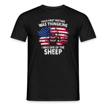 Your first Mistake was thinking I was a Sheep - Men's T-Shirt - black - Front - AI Model Male 178 light (178cm)
