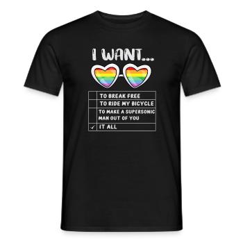 I Want To Break Free Ride My Bicycle - Männer T-Shirt - Schwarz - Vorne - AI Model Male 178 light (178cm)