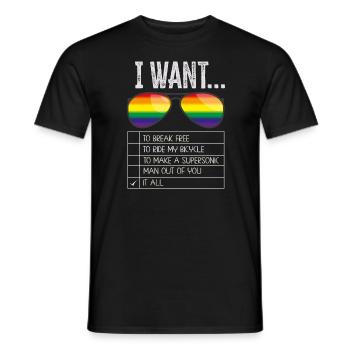 I Want To Break Free Ride My Bicycle - Männer T-Shirt - Schwarz - Vorne - AI Model Male 178 light (178cm)