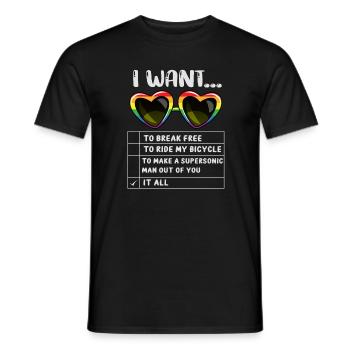 I Want To Break Free Ride My Bicycle - Männer T-Shirt - Schwarz - Vorne - AI Model Male 178 light (178cm)