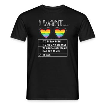 I Want To Break Free Ride My Bicycle - Männer T-Shirt - Schwarz - Vorne - AI Model Male 178 light (178cm)