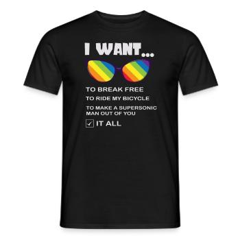 I Want To Break Free Ride My Bicycle - Männer T-Shirt - Schwarz - Vorne - AI Model Male 178 light (178cm)