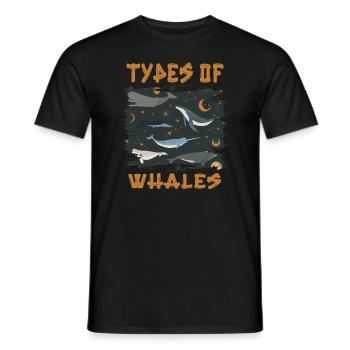 Types of Whales Whale Lovers Whales Species - Men's T-Shirt - black - Front - AI Model Male 178 light (178cm)