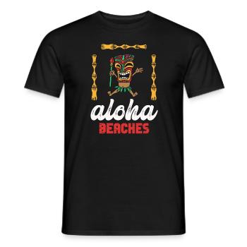 Plages d’Aloha Île tropicale d’été hawaïenne - T-shirt homme - noir - Devant - AI Model Male 178 light (178cm)