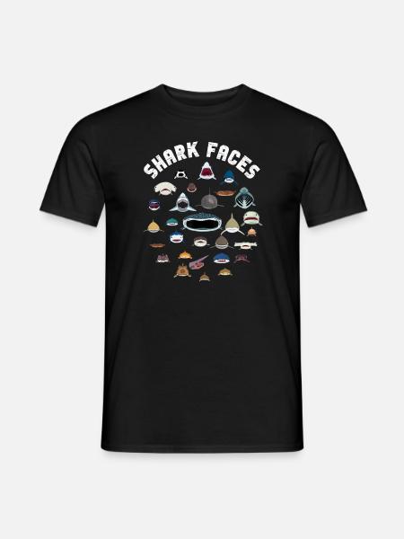 Types Of Shark Faces. Shark Face Identification - Men's T-Shirt - black